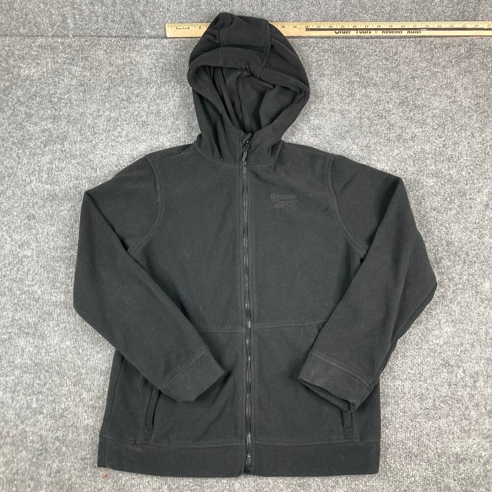 Reebok Hoodie Boys Size XL Black Full Zip Fleece Lined Warm Athletic Jacket